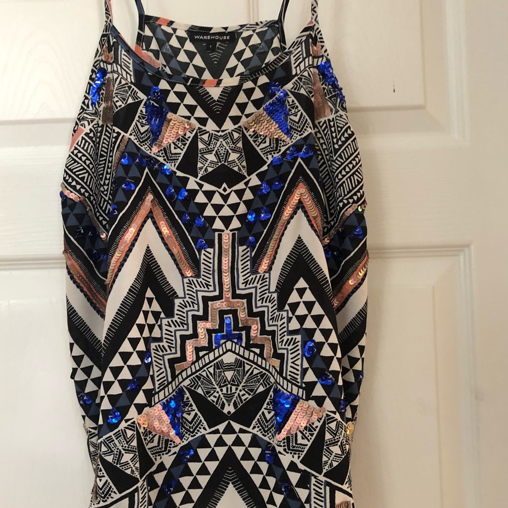 Warehouse Aztec Printed Sparkly Sequin Cami Top - image 7